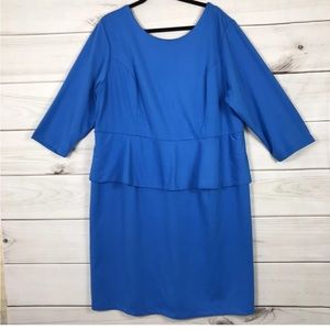 Jessica London plus size peplum zip Dress Blue‎